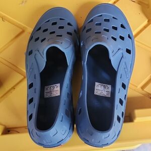 Vans Blue Rubber Slip-On Sneakers with Red Logo